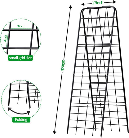 Heavy Duty Trellis for Climbing Plants, 50"x17" Adjustable Height Steel Cucumber Trellis, Powder Coated Metal Garden Trellis for Raised Beds,Tomatoes, Cucumbers & Outdoor Vines