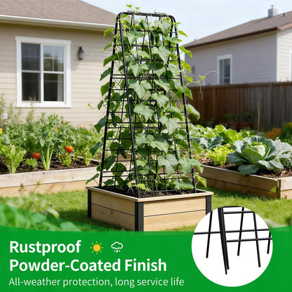 Heavy Duty Trellis for Climbing Plants, 50"x17" Adjustable Height Steel Cucumber Trellis, Powder Coated Metal Garden Trellis for Raised Beds,Tomatoes, Cucumbers & Outdoor Vines