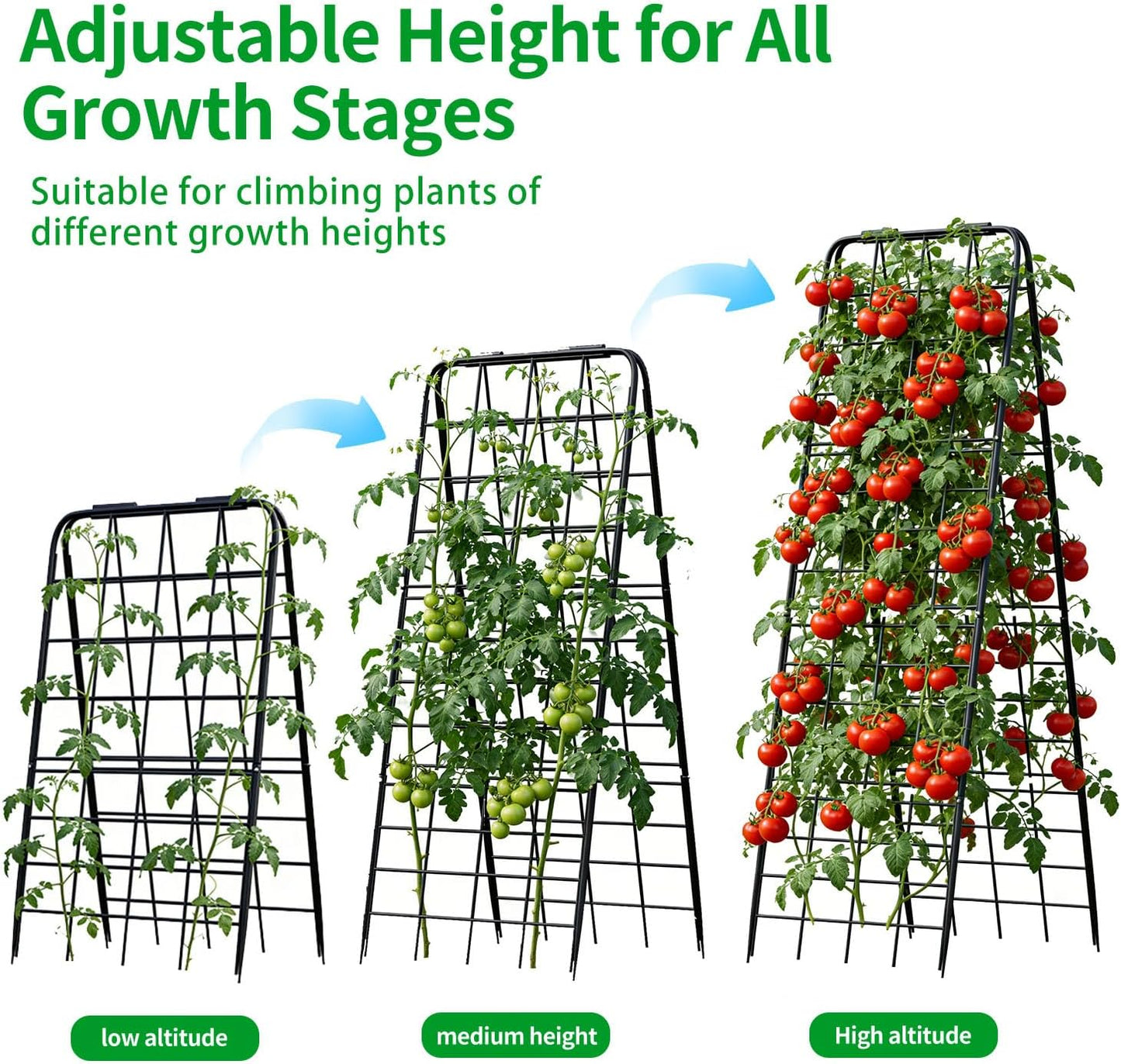 Heavy Duty Trellis for Climbing Plants, 50"x17" Adjustable Height Steel Cucumber Trellis, Powder Coated Metal Garden Trellis for Raised Beds,Tomatoes, Cucumbers & Outdoor Vines