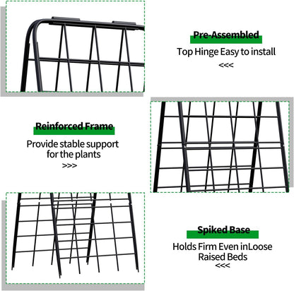 Heavy Duty Trellis for Climbing Plants, 50"x17" Adjustable Height Steel Cucumber Trellis, Powder Coated Metal Garden Trellis for Raised Beds,Tomatoes, Cucumbers & Outdoor Vines