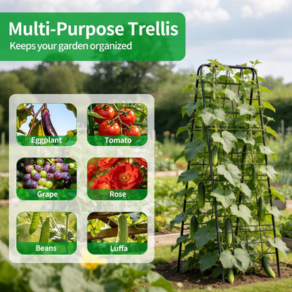 Heavy Duty Trellis for Climbing Plants, 50"x17" Adjustable Height Steel Cucumber Trellis, Powder Coated Metal Garden Trellis for Raised Beds,Tomatoes, Cucumbers & Outdoor Vines