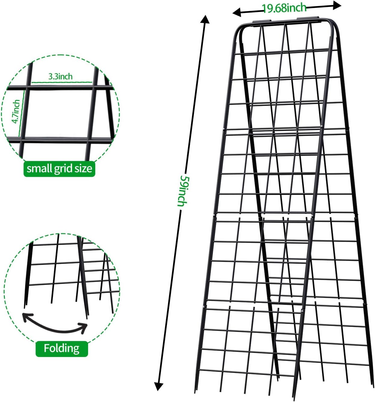 Heavy Duty Trellis for Climbing Plants, 50"x17" Adjustable Height Steel Cucumber Trellis, Powder Coated Metal Garden Trellis for Raised Beds,Tomatoes, Cucumbers & Outdoor Vines