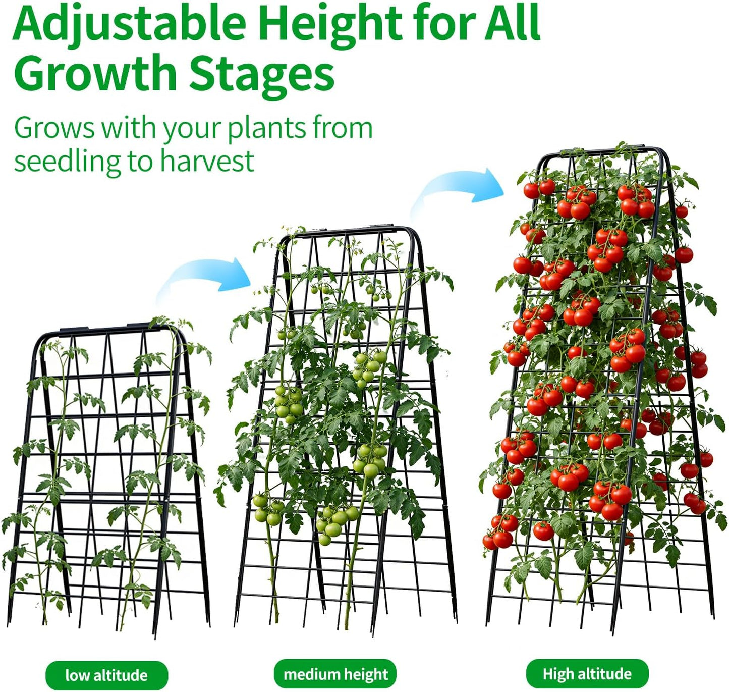 Heavy Duty Trellis for Climbing Plants, 50"x17" Adjustable Height Steel Cucumber Trellis, Powder Coated Metal Garden Trellis for Raised Beds,Tomatoes, Cucumbers & Outdoor Vines