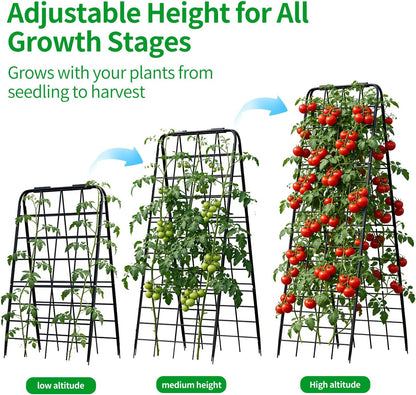 Heavy Duty Trellis for Climbing Plants, 50"x17" Adjustable Height Steel Cucumber Trellis, Powder Coated Metal Garden Trellis for Raised Beds,Tomatoes, Cucumbers & Outdoor Vines