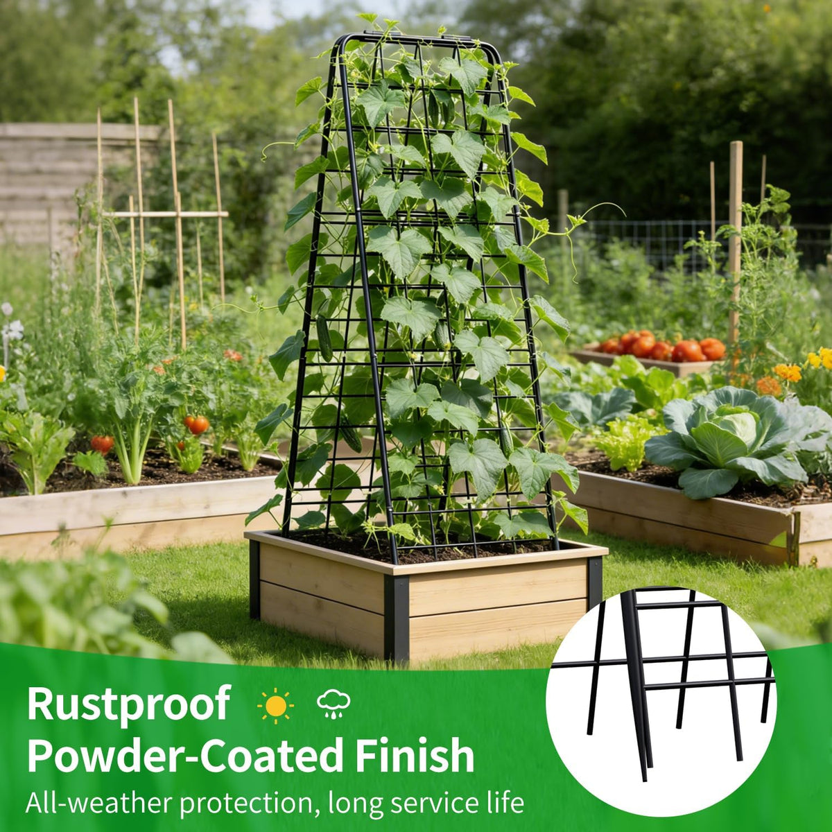 Heavy Duty Trellis for Climbing Plants, 50"x17" Adjustable Height Steel Cucumber Trellis, Powder Coated Metal Garden Trellis for Raised Beds,Tomatoes, Cucumbers & Outdoor Vines