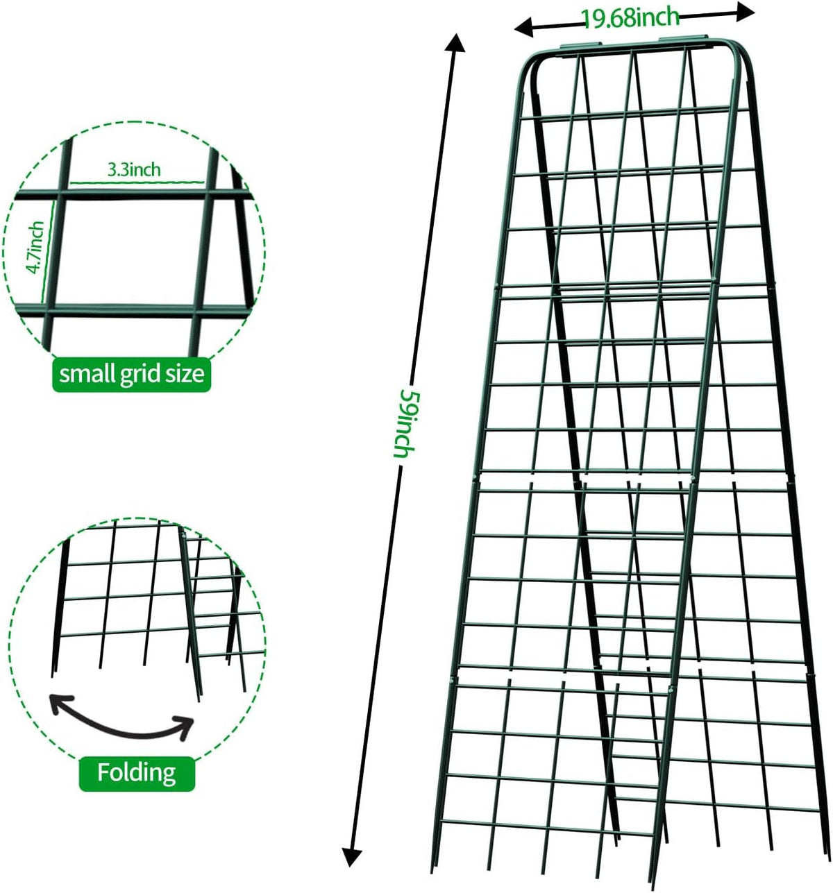 Heavy Duty Trellis for Climbing Plants, 50"x17" Adjustable Height Steel Cucumber Trellis, Powder Coated Metal Garden Trellis for Raised Beds,Tomatoes, Cucumbers & Outdoor Vines