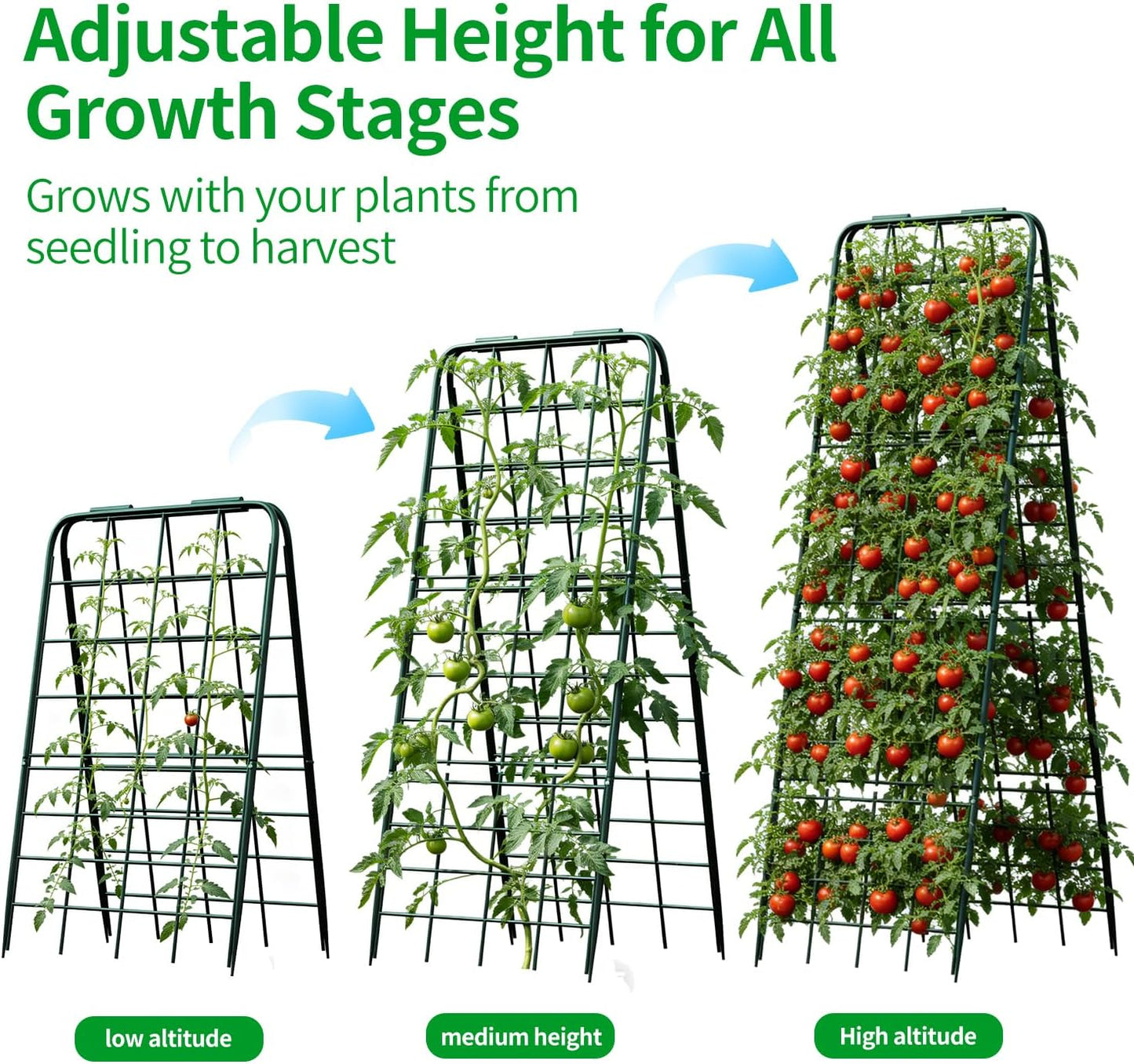 Heavy Duty Trellis for Climbing Plants, 50"x17" Adjustable Height Steel Cucumber Trellis, Powder Coated Metal Garden Trellis for Raised Beds,Tomatoes, Cucumbers & Outdoor Vines