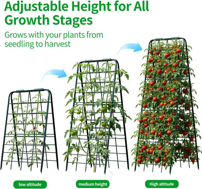 Heavy Duty Trellis for Climbing Plants, 50"x17" Adjustable Height Steel Cucumber Trellis, Powder Coated Metal Garden Trellis for Raised Beds,Tomatoes, Cucumbers & Outdoor Vines