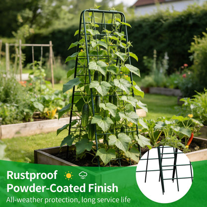 Heavy Duty Trellis for Climbing Plants, 50"x17" Adjustable Height Steel Cucumber Trellis, Powder Coated Metal Garden Trellis for Raised Beds,Tomatoes, Cucumbers & Outdoor Vines