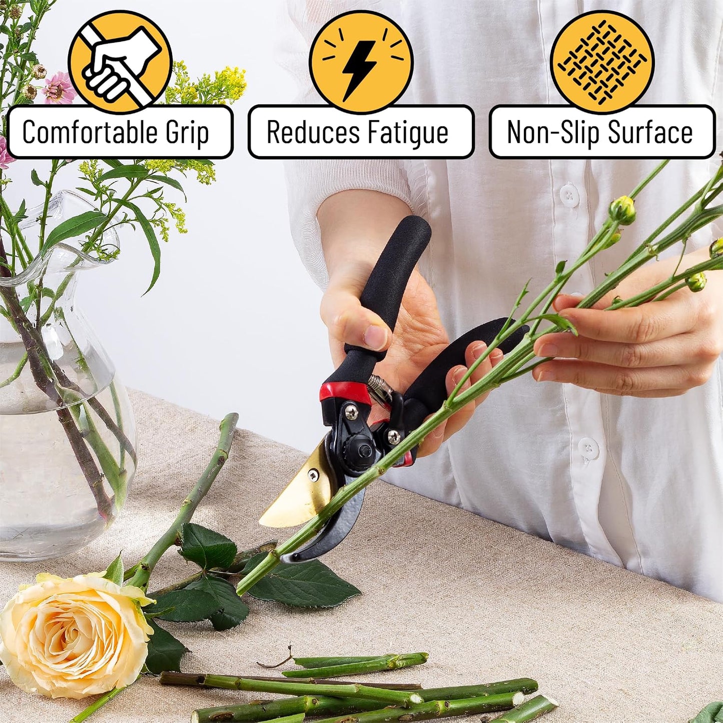 Pruning Shears, Garden Shears, 8" Professional, Titanium Blade