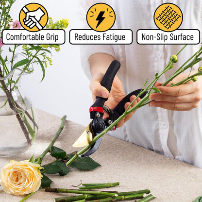 Pruning Shears, Garden Shears, 8" Professional, Titanium Blade