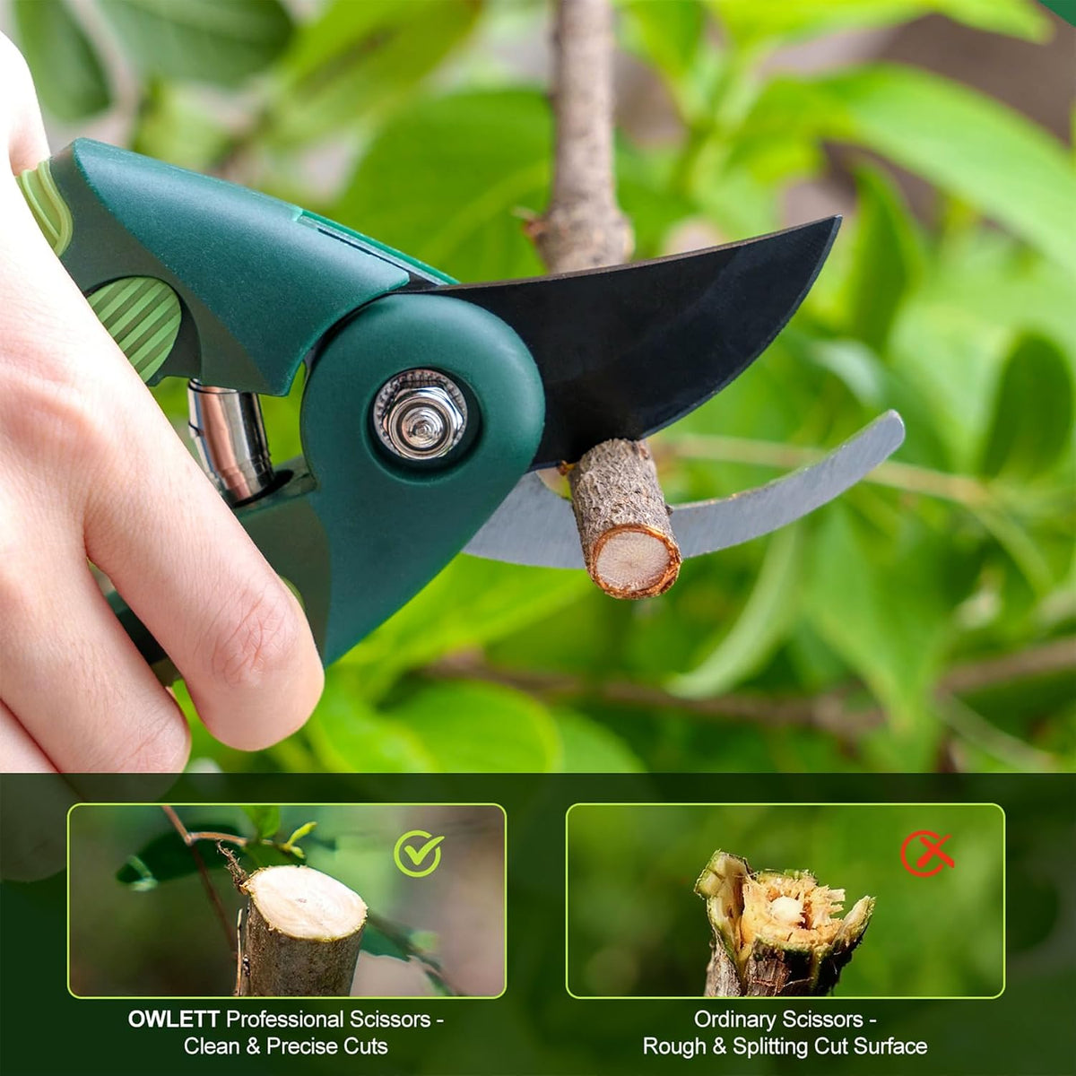 Pruning Shears for Gardening, 8.5" Bypass Garden Scissors Adjustable Grip Width, Ultra-Sharp Hand Pruner Rust-resistant Steel Blade Heavy Duty Garden Clippers with Safety Lock, Shears Gardening Tools