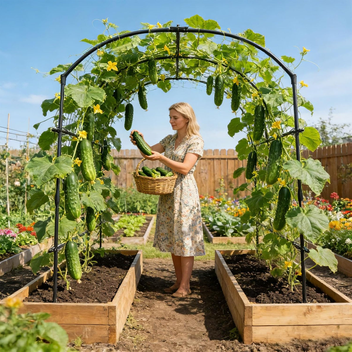 Tall Garden Arch Trellis for Climbing Plant, 87" H Metal Trellis Archway