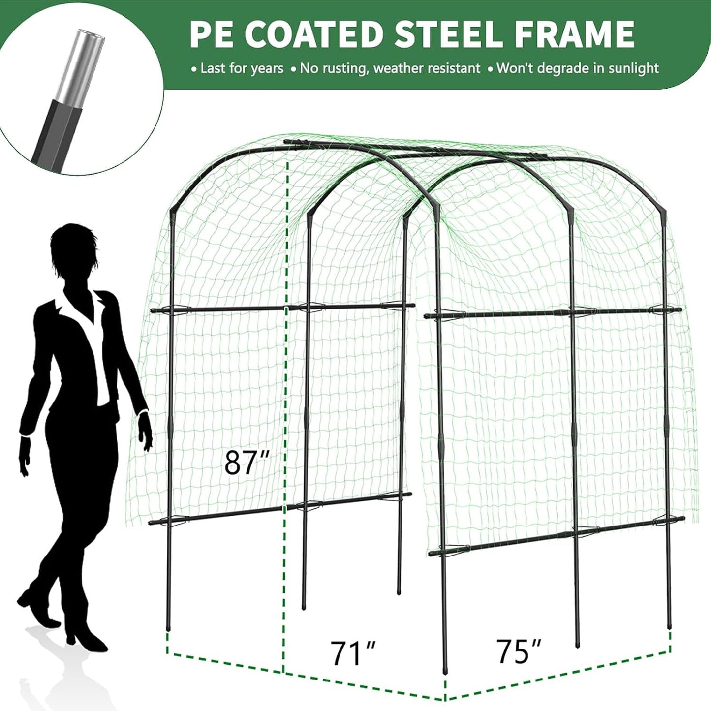 Tall Garden Arch Trellis for Climbing Plant, 87" H Metal Trellis Archway