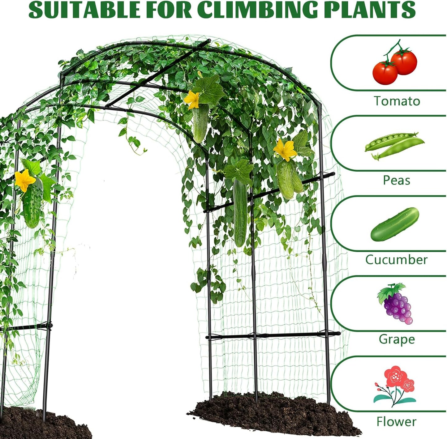 Tall Garden Arch Trellis for Climbing Plant, 87" H Metal Trellis Archway