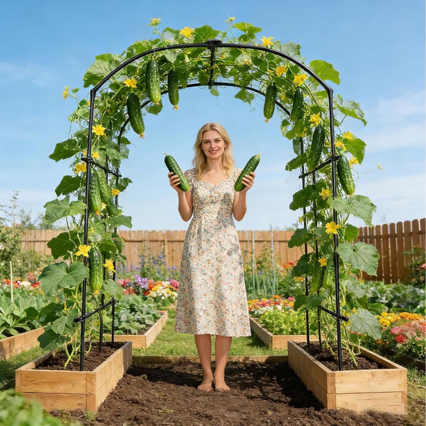 Tall Garden Arch Trellis for Climbing Plant, 87" H Metal Trellis Archway