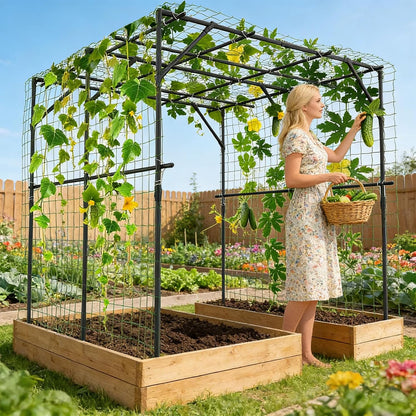 Tall Garden Arch Trellis for Climbing Plant, 87" H Metal Trellis Archway