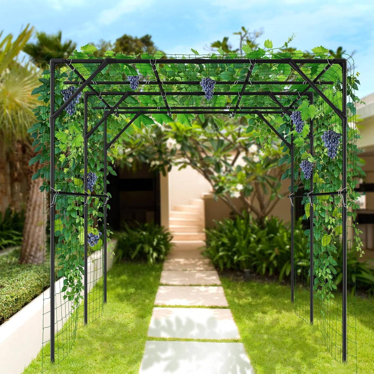 Tall Garden Arch Trellis for Climbing Plant, 87" H Metal Trellis Archway