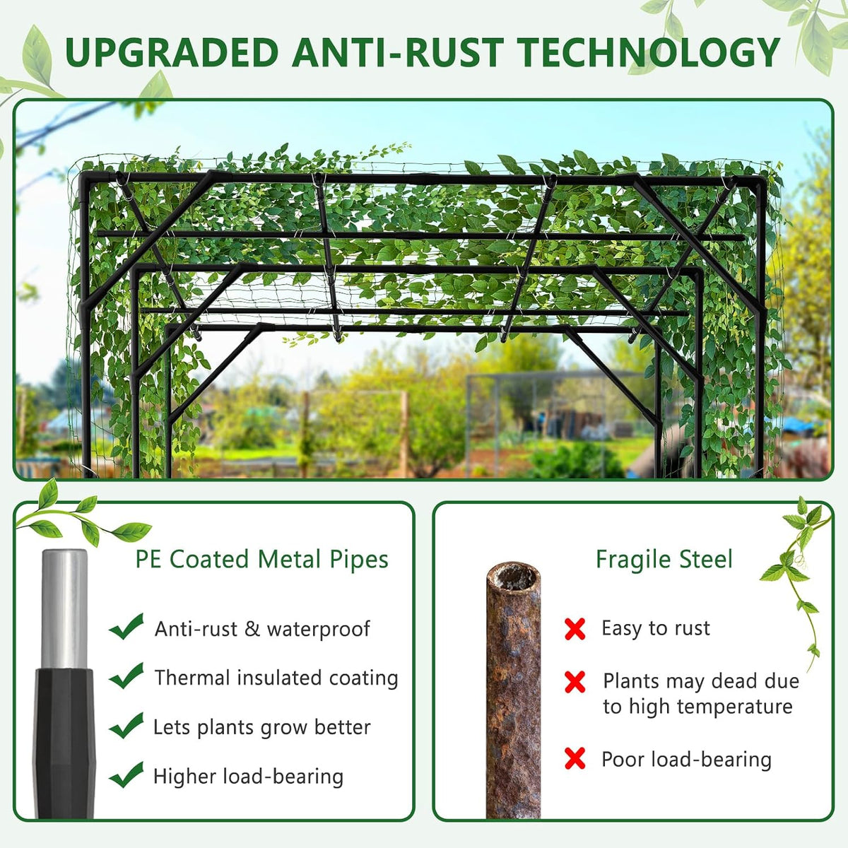 Tall Garden Arch Trellis for Climbing Plant, 87" H Metal Trellis Archway