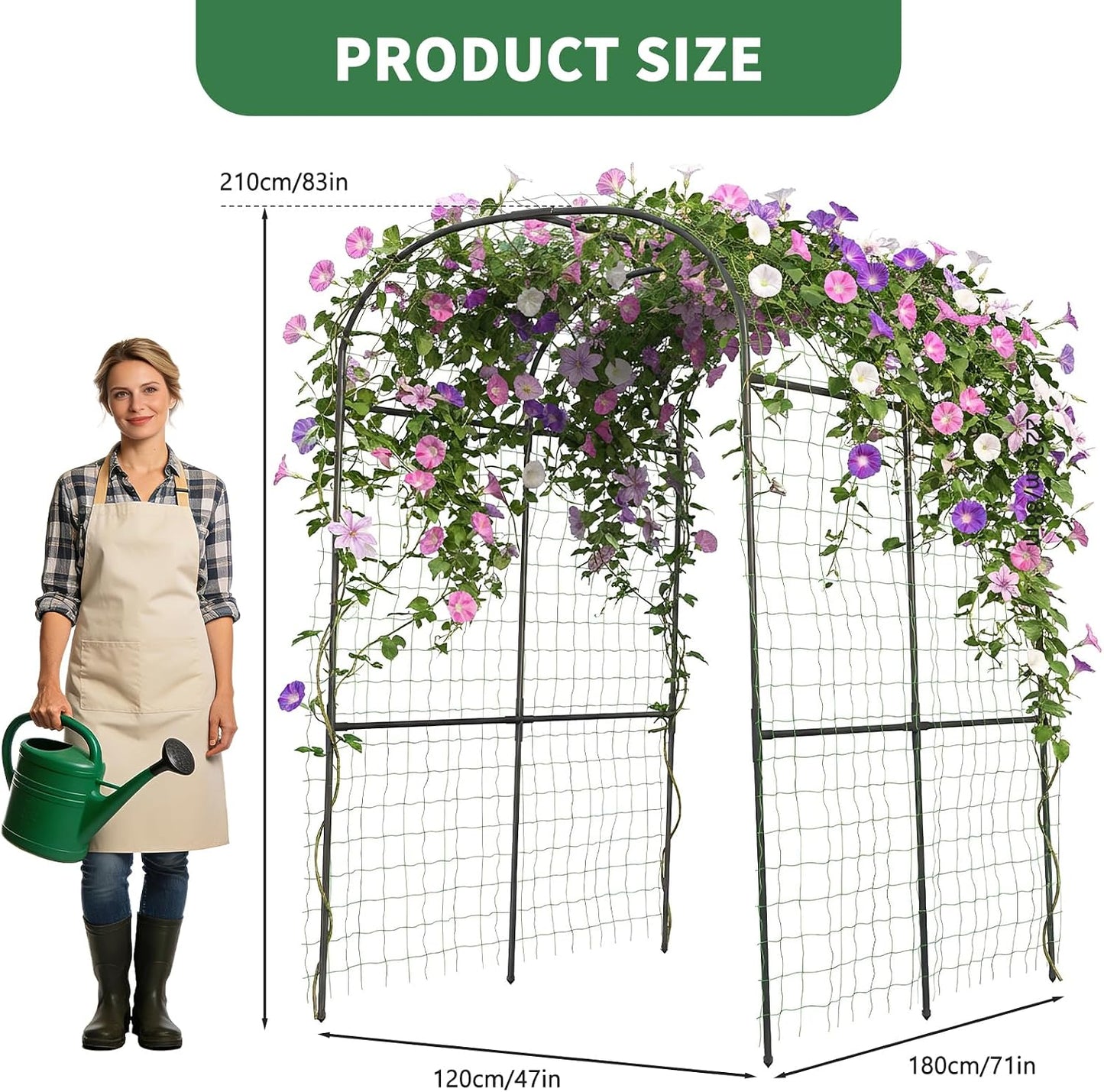 Tall Garden Arch Trellis for Climbing Plant, 87" H Metal Trellis Archway