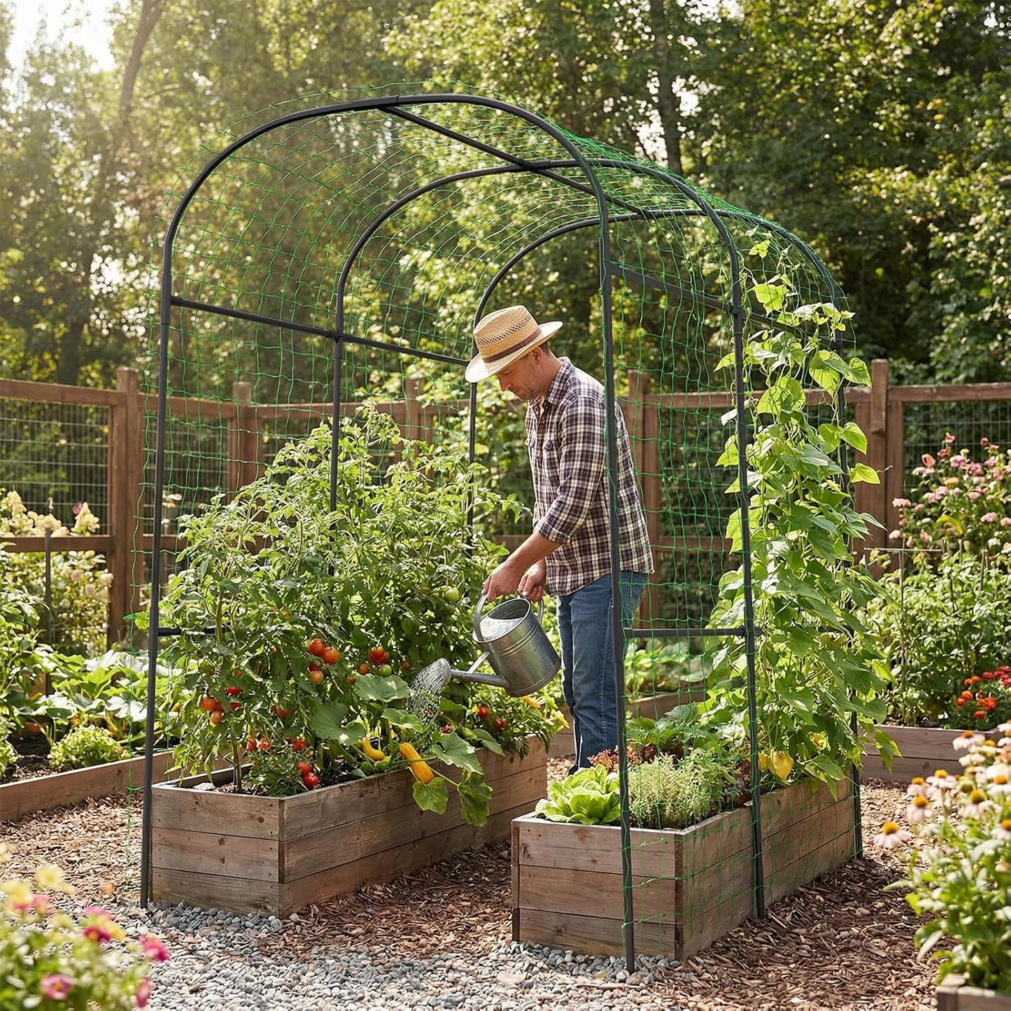 Tall Garden Arch Trellis for Climbing Plant, 87" H Metal Trellis Archway