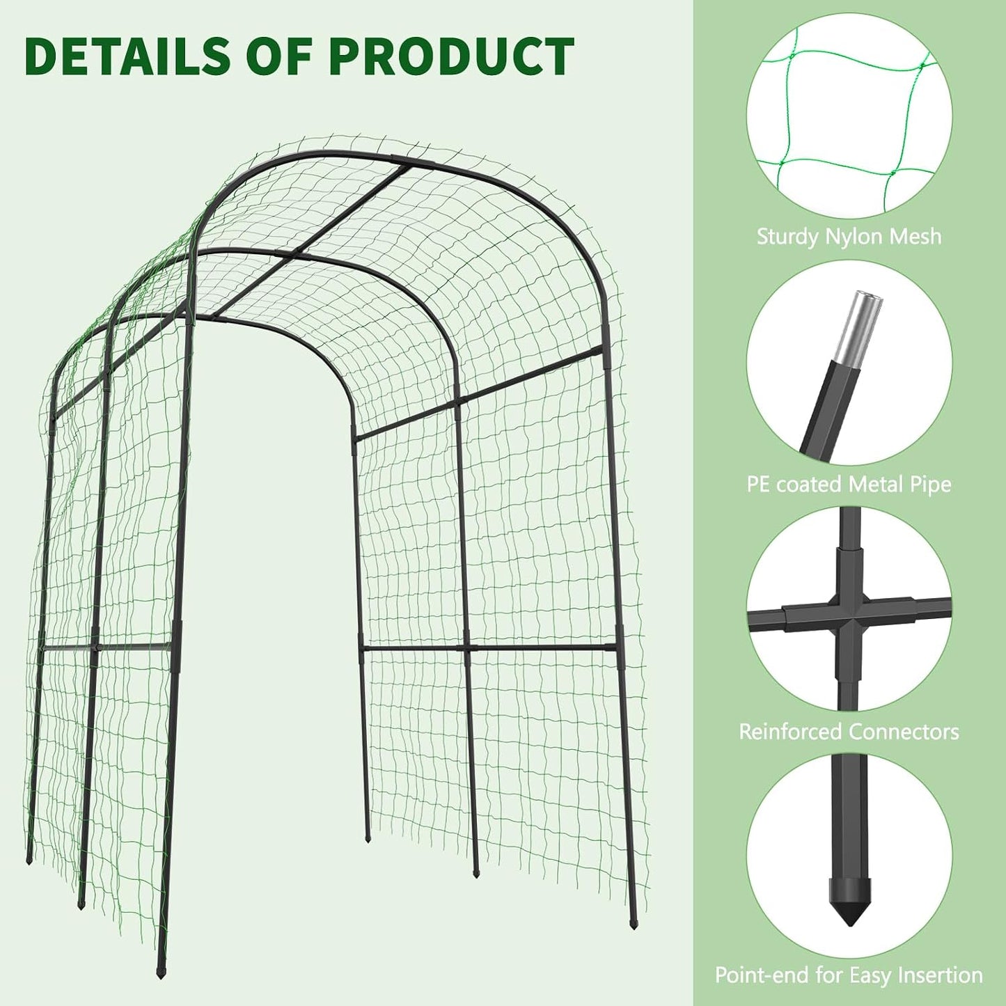 Tall Garden Arch Trellis for Climbing Plant, 87" H Metal Trellis Archway