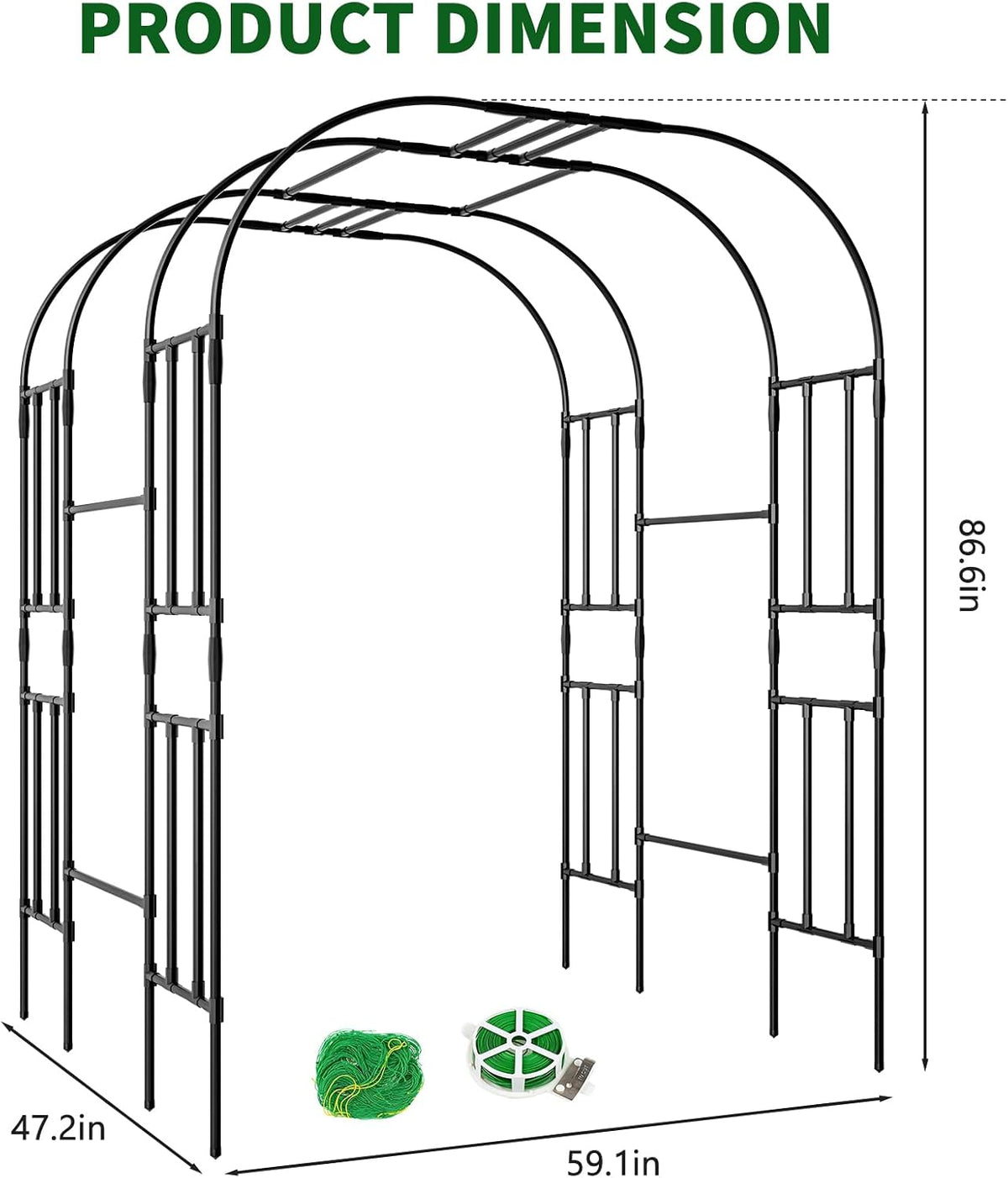 Tall Garden Arch Trellis for Climbing Plant, 87" H Metal Trellis Archway