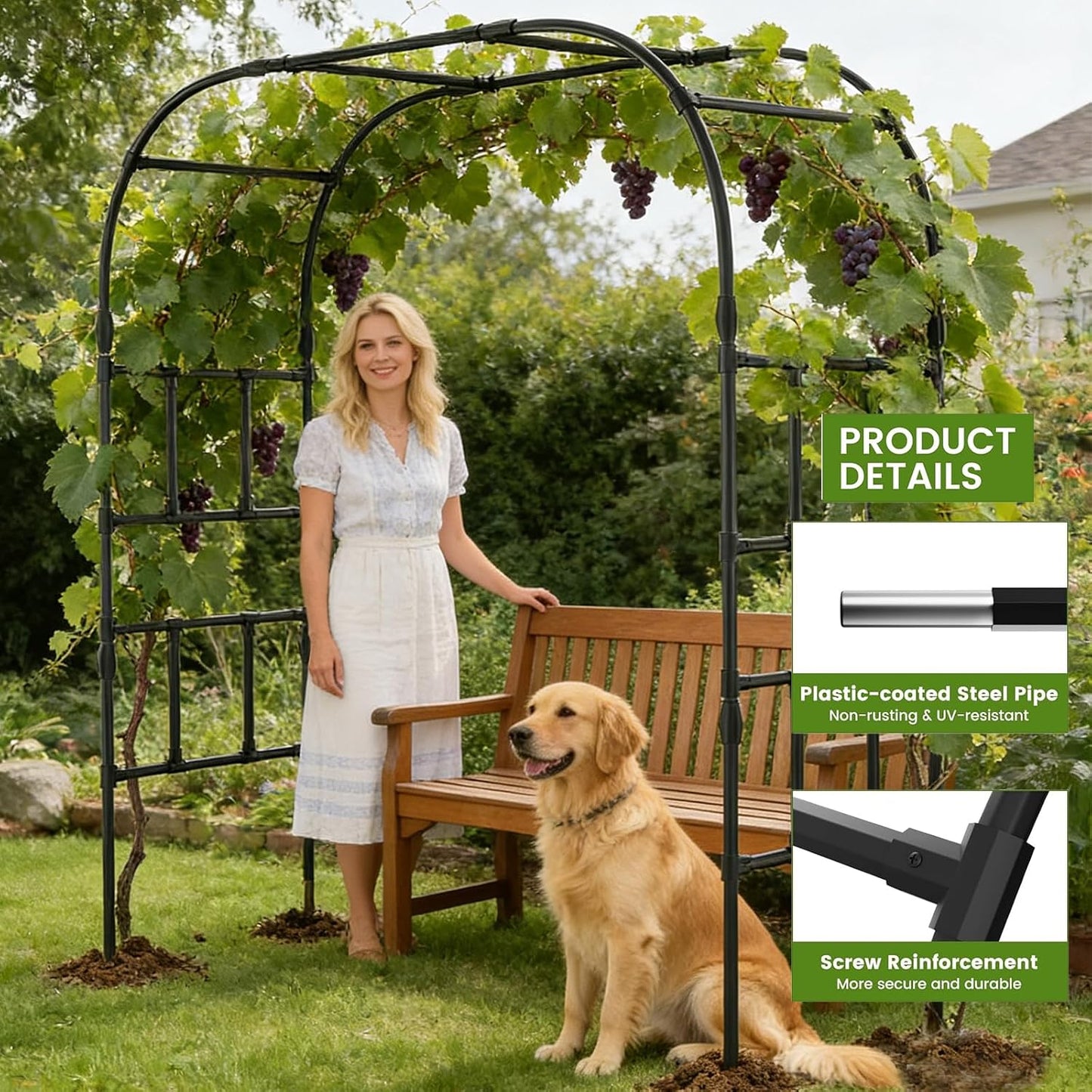Tall Garden Arch Trellis for Climbing Plant, 87" H Metal Trellis Archway