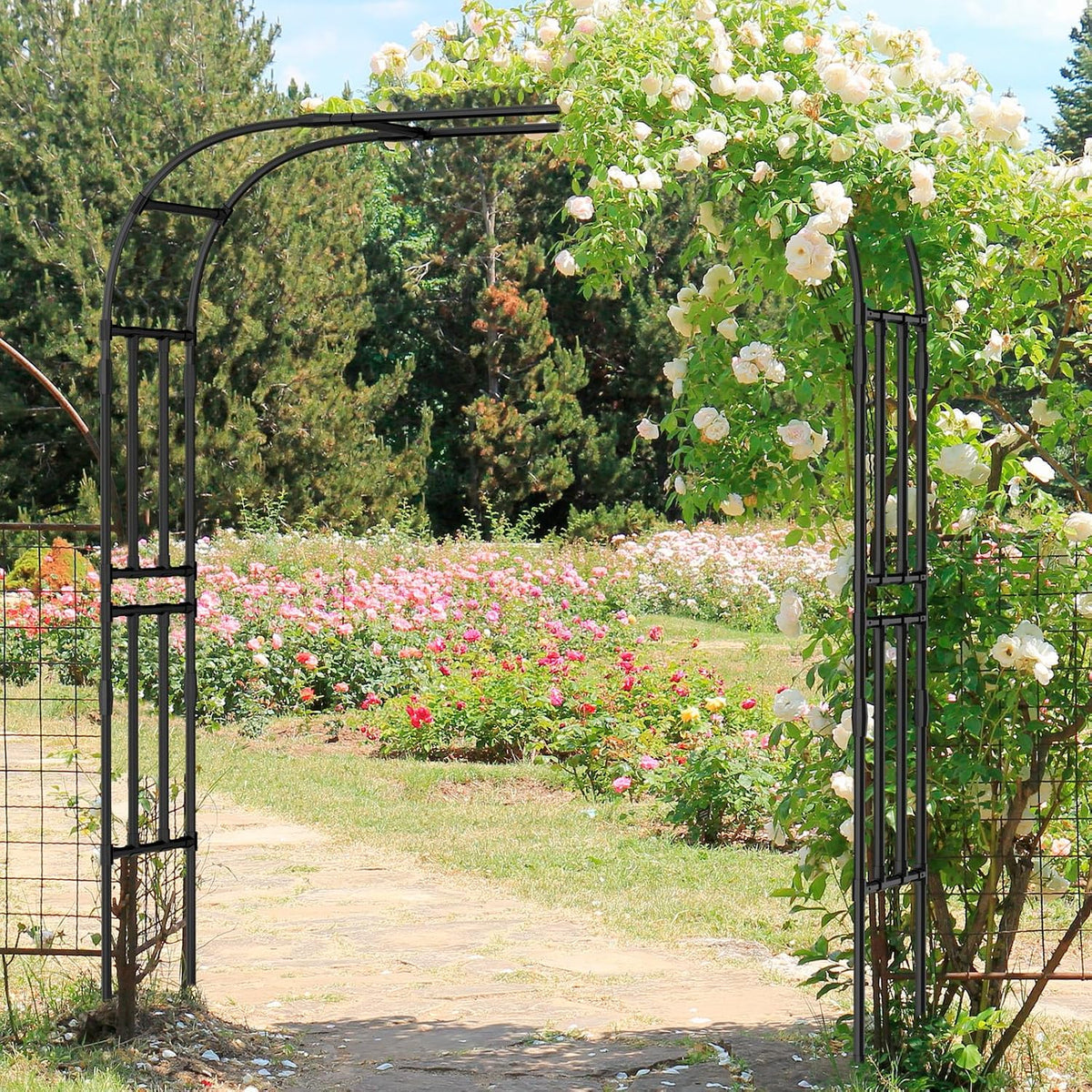 Tall Garden Arch Trellis for Climbing Plant, 87" H Metal Trellis Archway