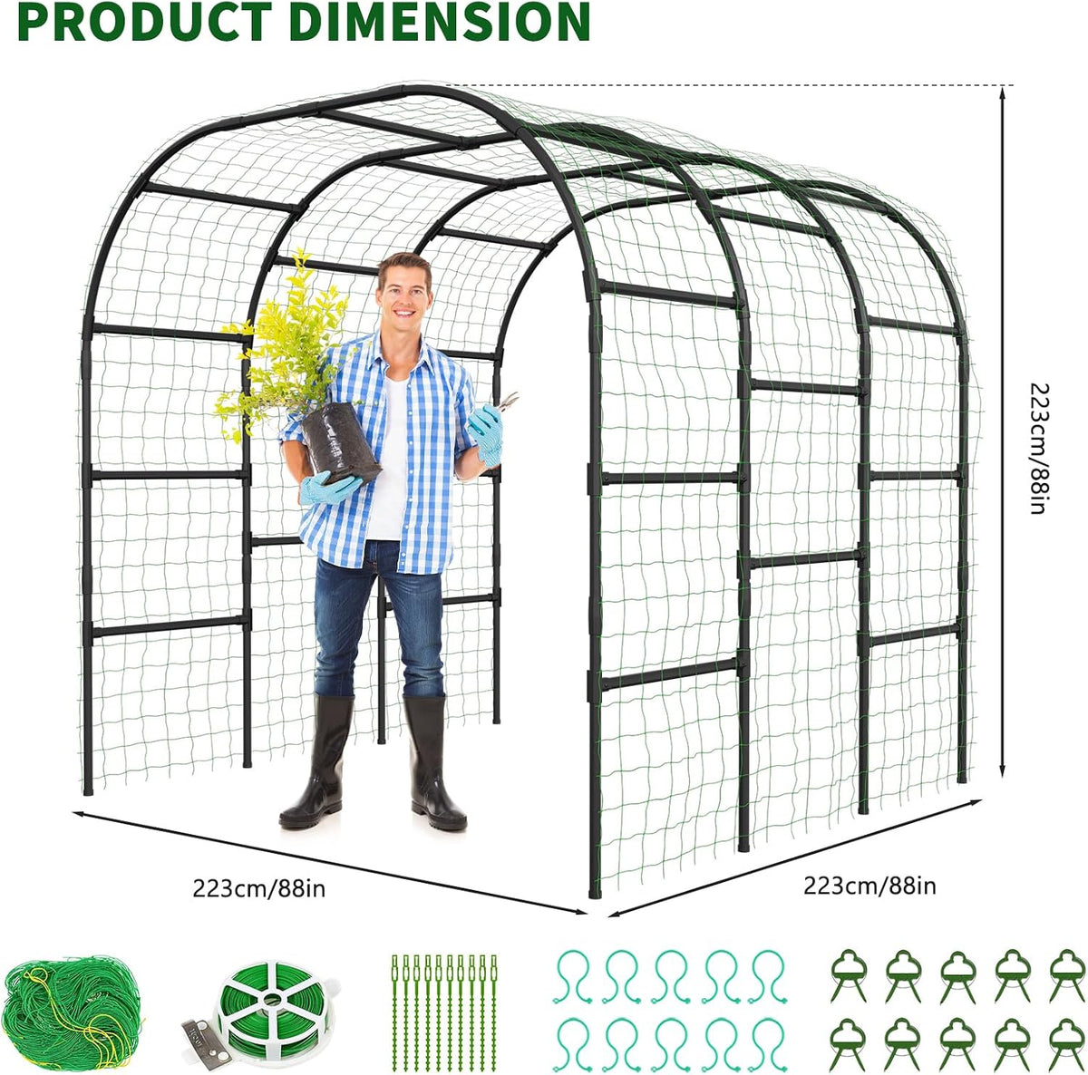 Tall Garden Arch Trellis for Climbing Plant, 87" H Metal Trellis Archway