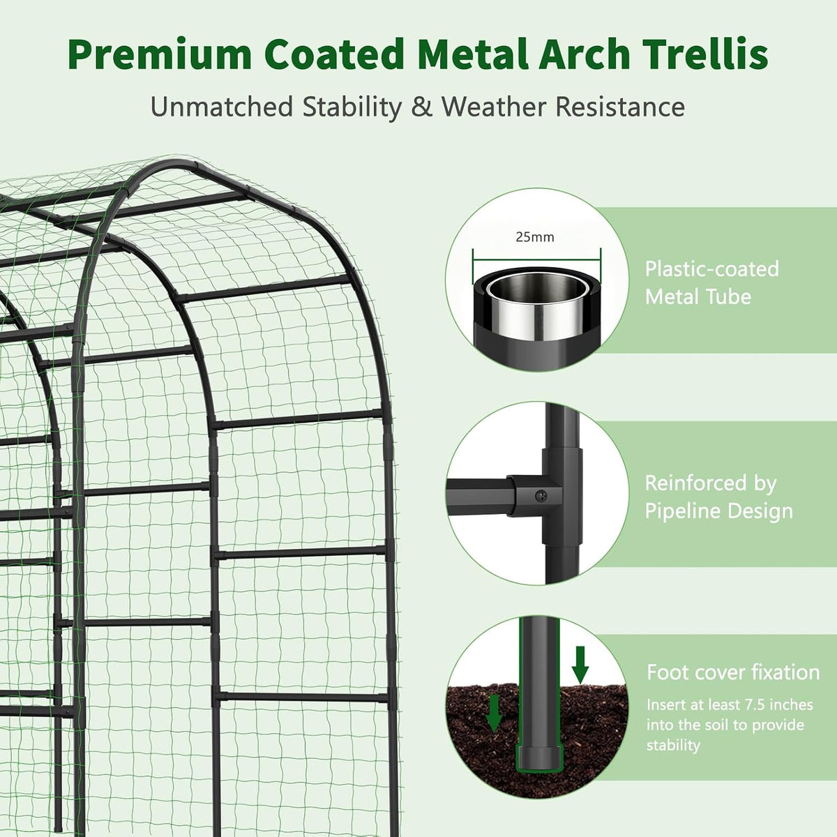 Tall Garden Arch Trellis for Climbing Plant, 87" H Metal Trellis Archway