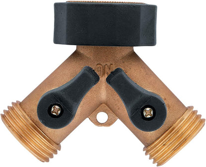 Brass Dual-Outlet Faucet Adapter, Brown