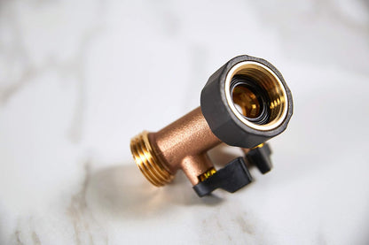 Brass Dual-Outlet Faucet Adapter, Brown