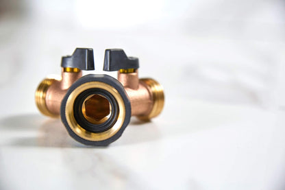 Brass Dual-Outlet Faucet Adapter, Brown