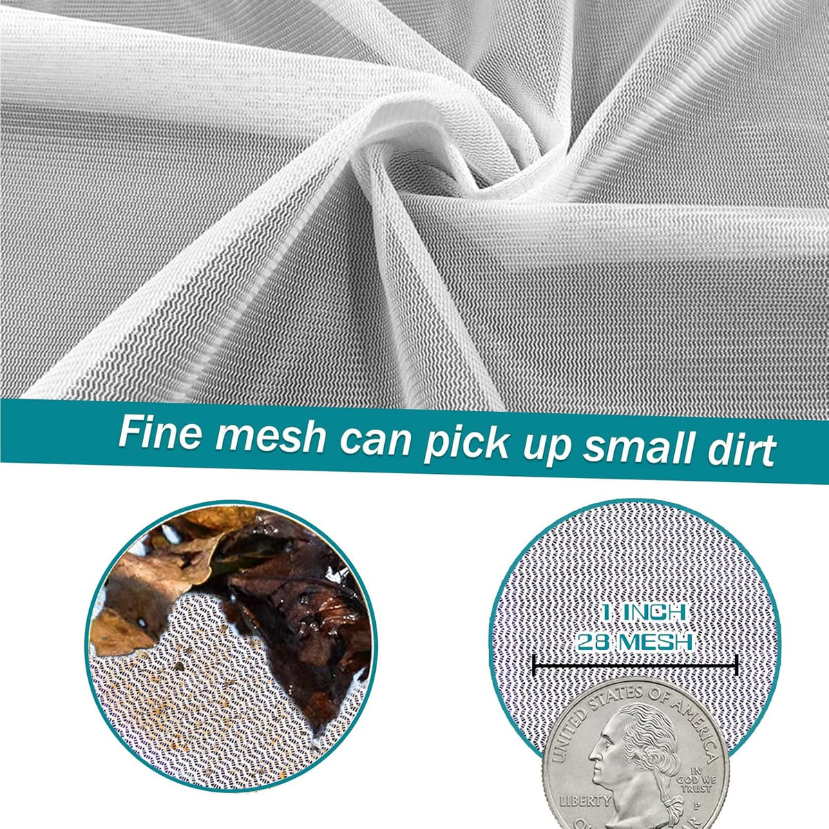 Pool Skimmer Leaf Rake Net, Fine Mesh Deep Nylon Bag (Not Pole)