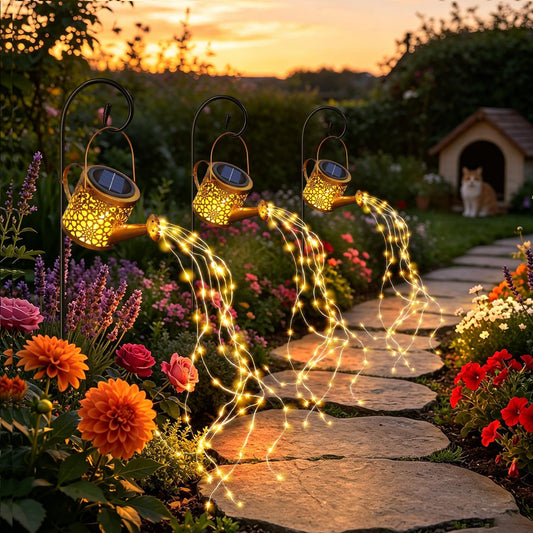 Solar Watering Can Lights Garden Decor, Metal Waterproof Hanging Lantern