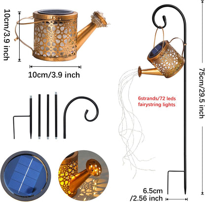 Solar Watering Can Lights Garden Decor, Metal Waterproof Hanging Lantern