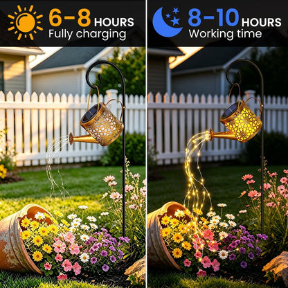 Solar Watering Can Lights Garden Decor, Metal Waterproof Hanging Lantern