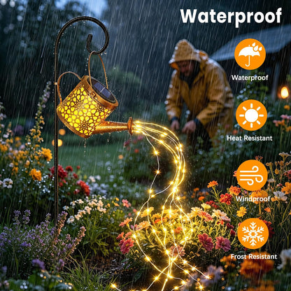 Solar Watering Can Lights Garden Decor, Metal Waterproof Hanging Lantern