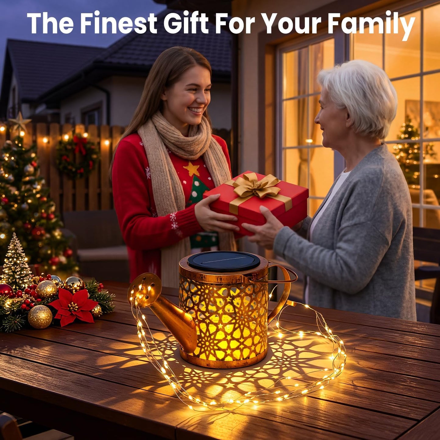 Solar Watering Can Lights Garden Decor, Metal Waterproof Hanging Lantern