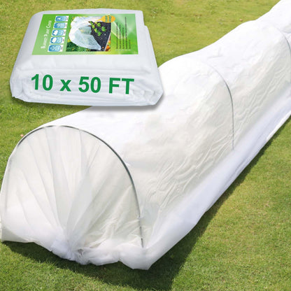 Plant Covers Freeze Protection 10 x 50 Ft, 1.05 oz/yd² Thicker Frost Cloth Plant Freeze Protection, Frost Blankets Covers for Outdoor Plants Winter Frost Protection, Garden Floating Row Covers