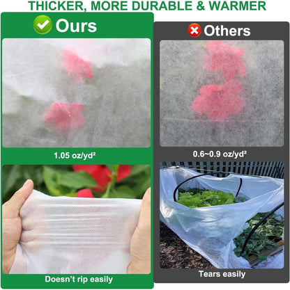 Plant Covers Freeze Protection 10 x 50 Ft, 1.05 oz/yd² Thicker Frost Cloth Plant Freeze Protection, Frost Blankets Covers for Outdoor Plants Winter Frost Protection, Garden Floating Row Covers