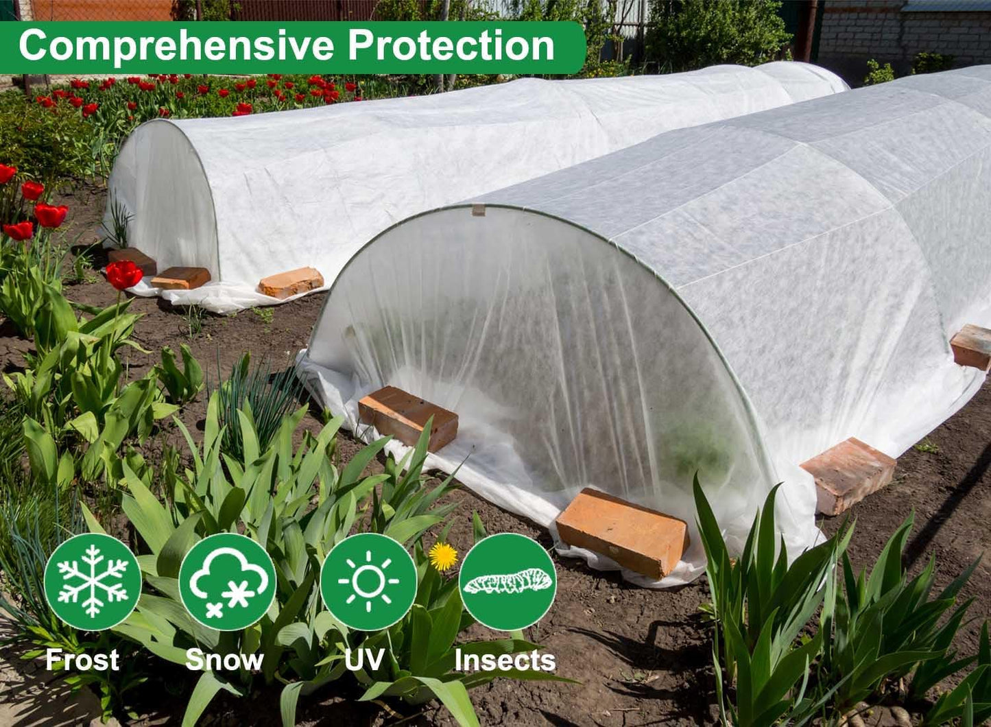 Plant Covers Freeze Protection 10 x 50 Ft, 1.05 oz/yd² Thicker Frost Cloth Plant Freeze Protection, Frost Blankets Covers for Outdoor Plants Winter Frost Protection, Garden Floating Row Covers