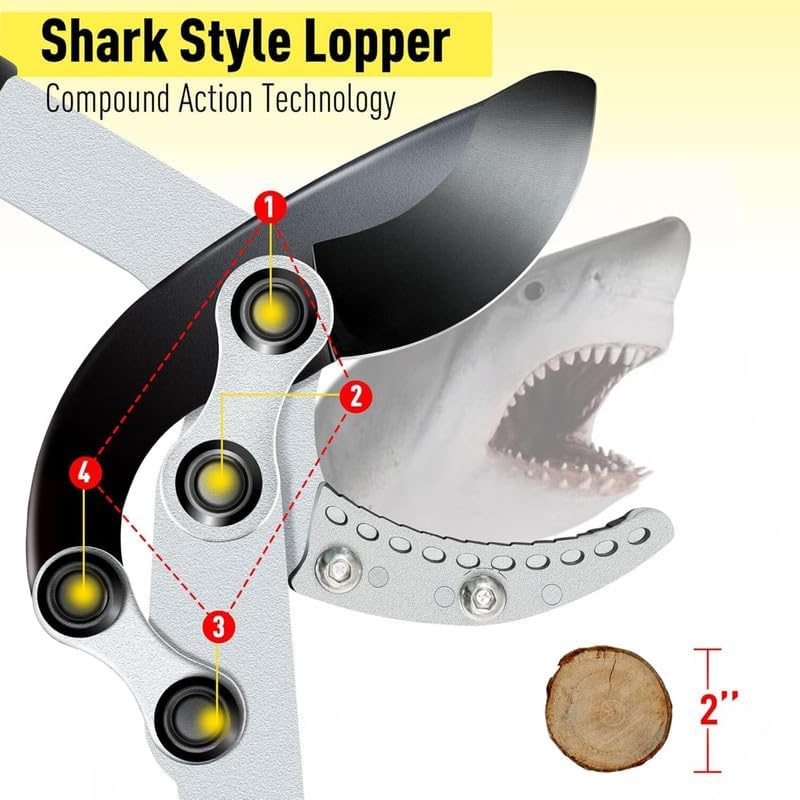 Heavy-Duty Extendable Lopper Set, 28-39" Telescopic Compound Action Branch Cutter with 2" Cutting Capacity & Hand Pruner