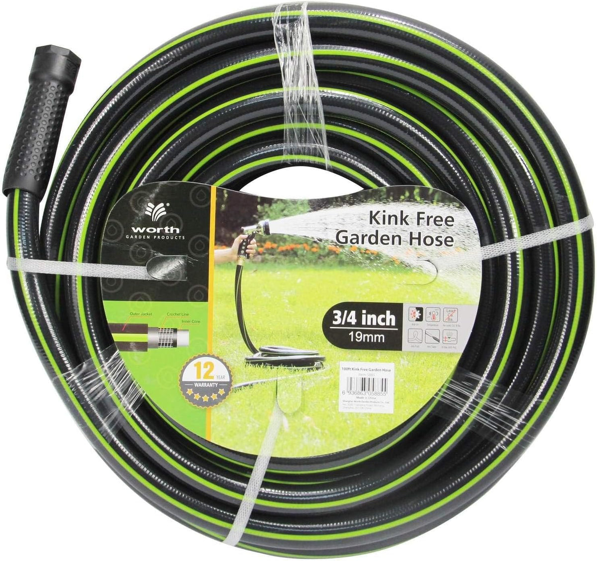 Leader Short Garden Hose 3/4 in. x 10 ft. - Heavy Duty Lightweight PVC Water Hose - Flexible, No Kink, Leakproof, Male to Female Fittings - 200PSI Work & 500PSI Burst, for Lawn & Commercial Use