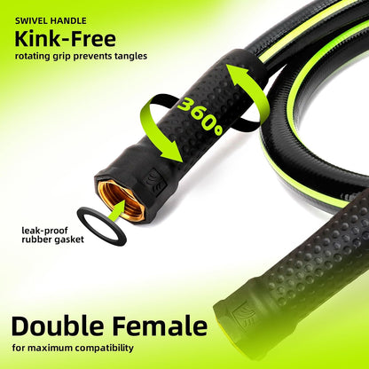 Leader Short Garden Hose 3/4 in. x 10 ft. - Heavy Duty Lightweight PVC Water Hose - Flexible, No Kink, Leakproof, Male to Female Fittings - 200PSI Work & 500PSI Burst, for Lawn & Commercial Use
