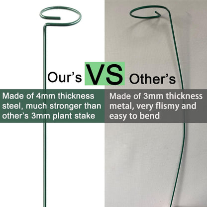 17 inch Plant Support Stakes, 4mm Thick Garden Single Stem Flower Support Stake Amaryllis Plant Cage Support Rings with 10 pcs Plant Clips for Tomato Orchid Lily Peony Rose Flower Stem-5 Pack