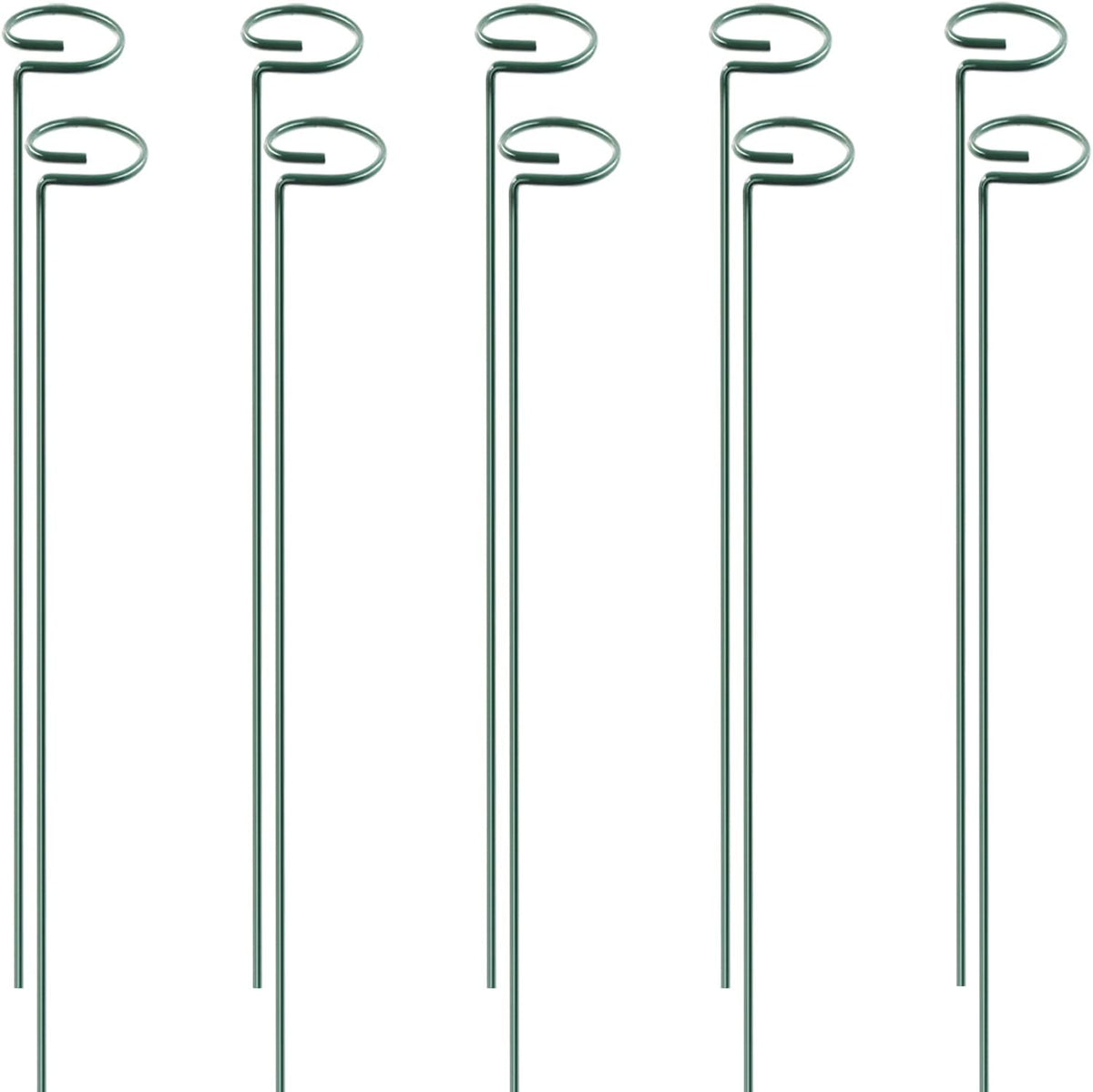 17 inch Plant Support Stakes, 4mm Thick Garden Single Stem Flower Support Stake Amaryllis Plant Cage Support Rings with 10 pcs Plant Clips for Tomato Orchid Lily Peony Rose Flower Stem-5 Pack