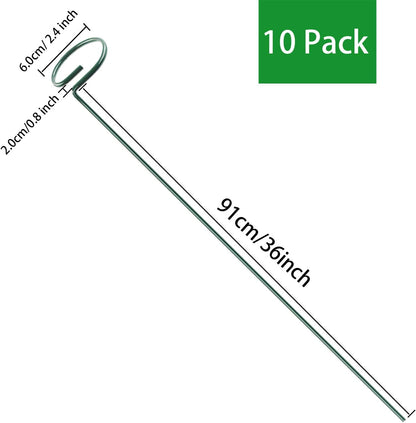 17 inch Plant Support Stakes, 4mm Thick Garden Single Stem Flower Support Stake Amaryllis Plant Cage Support Rings with 10 pcs Plant Clips for Tomato Orchid Lily Peony Rose Flower Stem-5 Pack