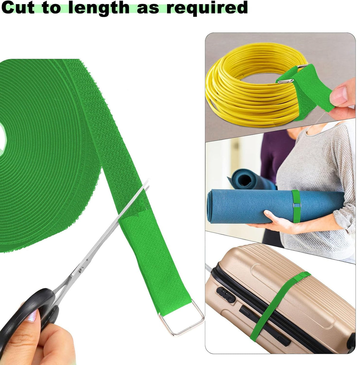 1"x32ft Hook and Loop Straps with 50 Metal Buckles, Adjustable Fastening Cable Straps, Cut-to-Length Cinch Strap, Reusable Nylon Securing Cord Ties for Organizer or Storage, 1 inch Wide, Black